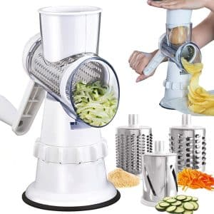 Rivejern og Grøntsagssnitter med 3 Tromler